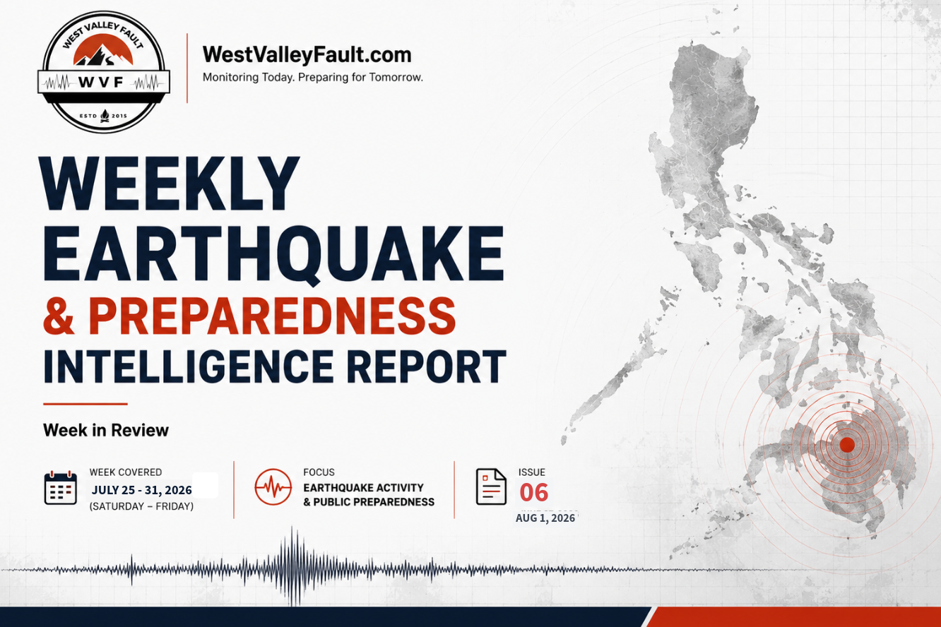 WestValleyFault.com Weekly Earthquake & Preparedness Intelligence Report (Issue #006): July 25 – 31, 2026