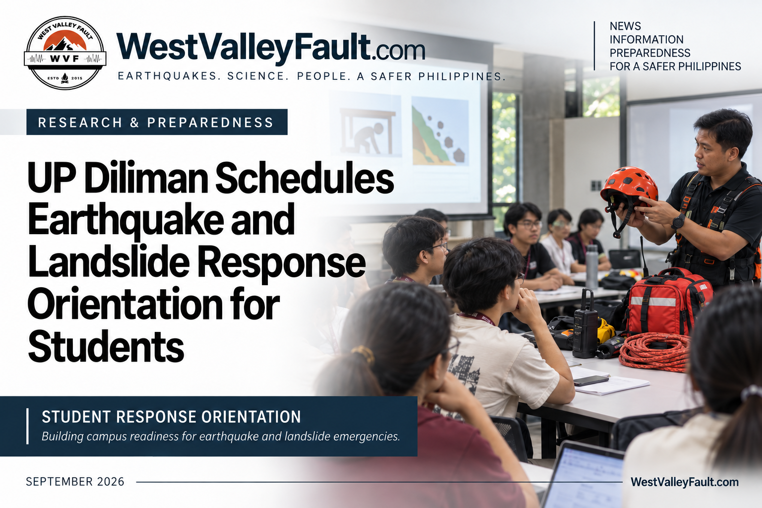 UP Diliman Schedules Earthquake and Landslide Response Orientation for Students