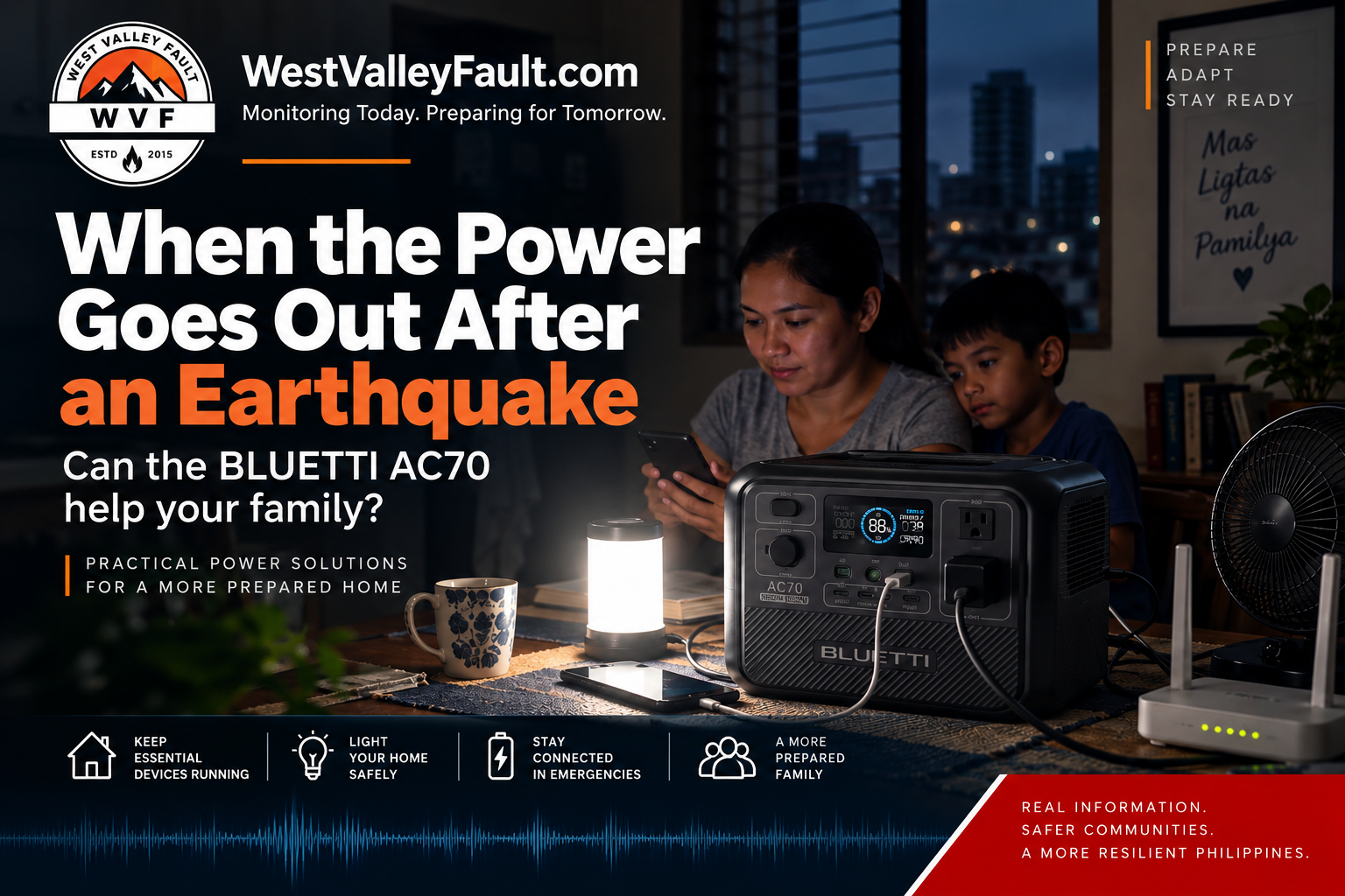 When the Power Goes Out After an Earthquake: Is the BLUETTI AC70 Enough for Your Family?